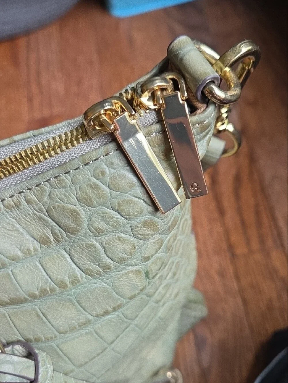 G.I.L.I Olive Green Croc-Embossed Tote/purse